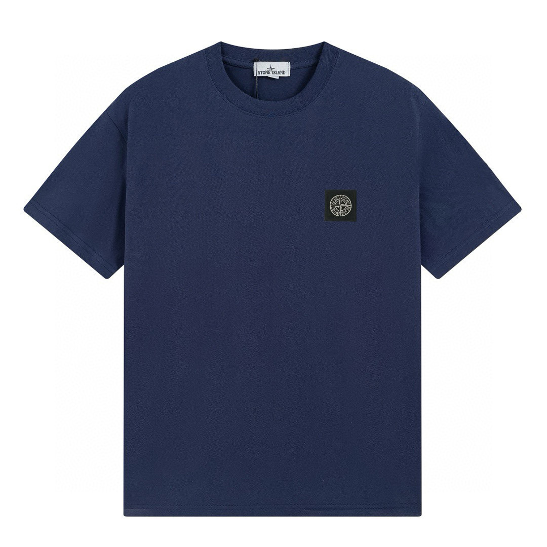 Camiseta Stone Island Azul Marino/Azul Negro Logo Azul