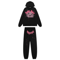Conjunto Sp5der Negro Logos Rosa
