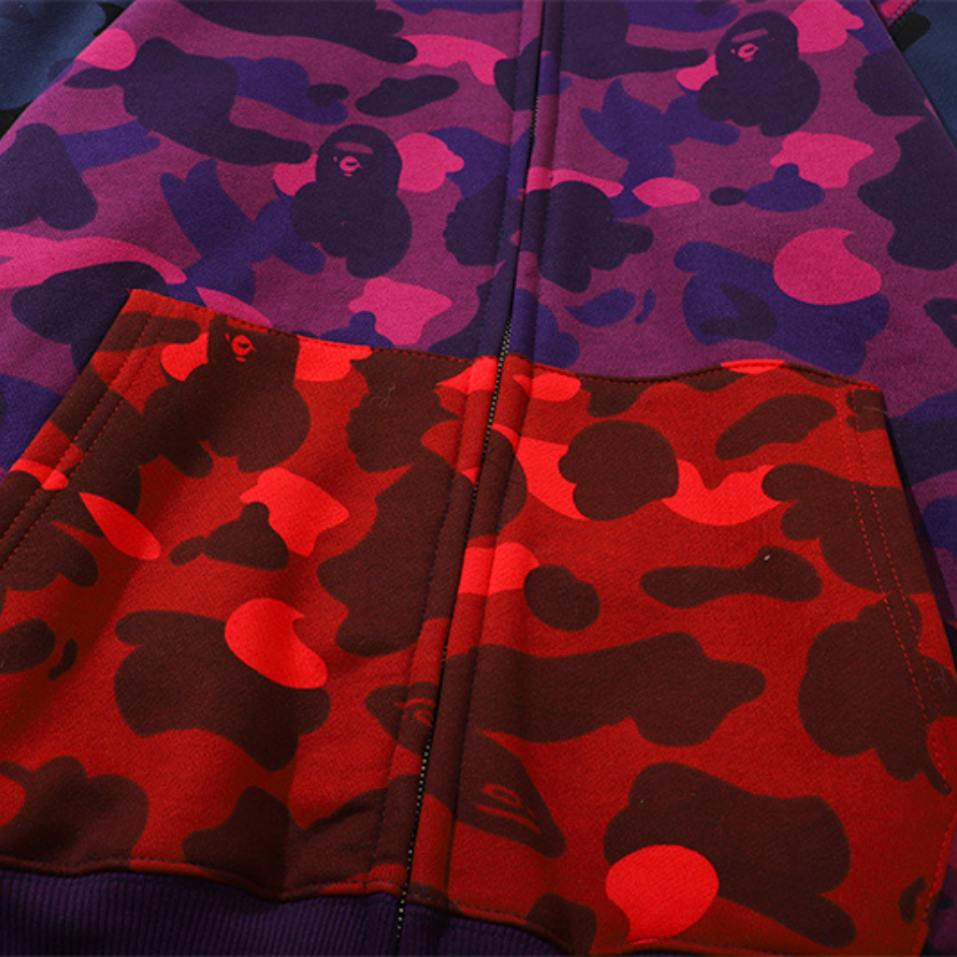 Bape Zip Hoodie Camo Rojo Shark