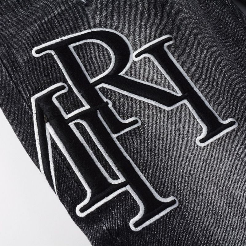 Amr Staggered Black Jeans