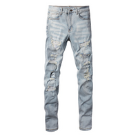 Amr Light Blue Patch Jeans Azul