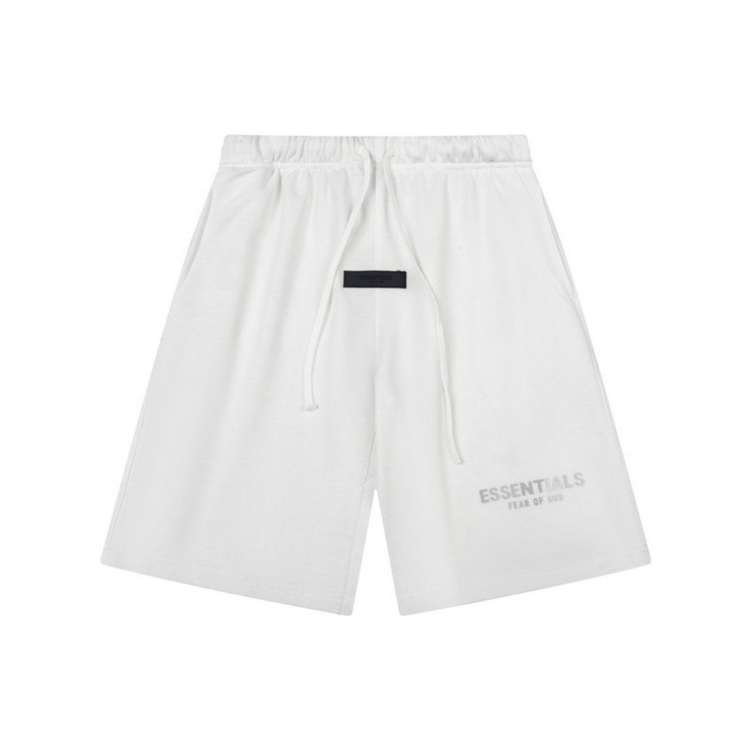 Essentials Shorts Liso Blanco Logo Negro