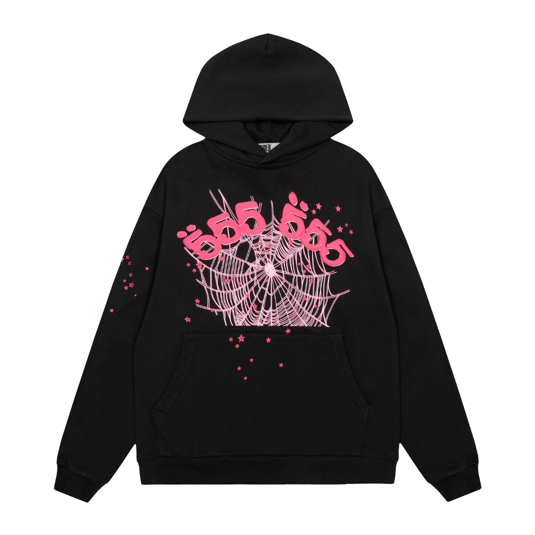 Conjunto Sp5der Negro Logos Rosa