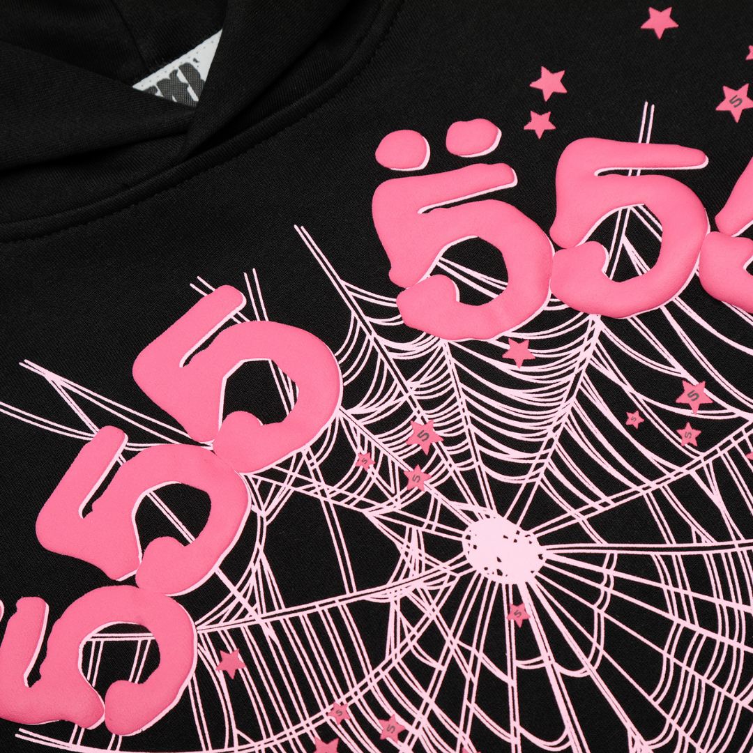 Conjunto Sp5der Negro Logos Rosa