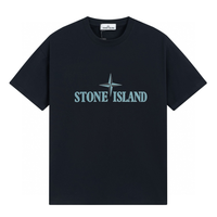 Camiseta Stone Island Negro Logotipo Azul