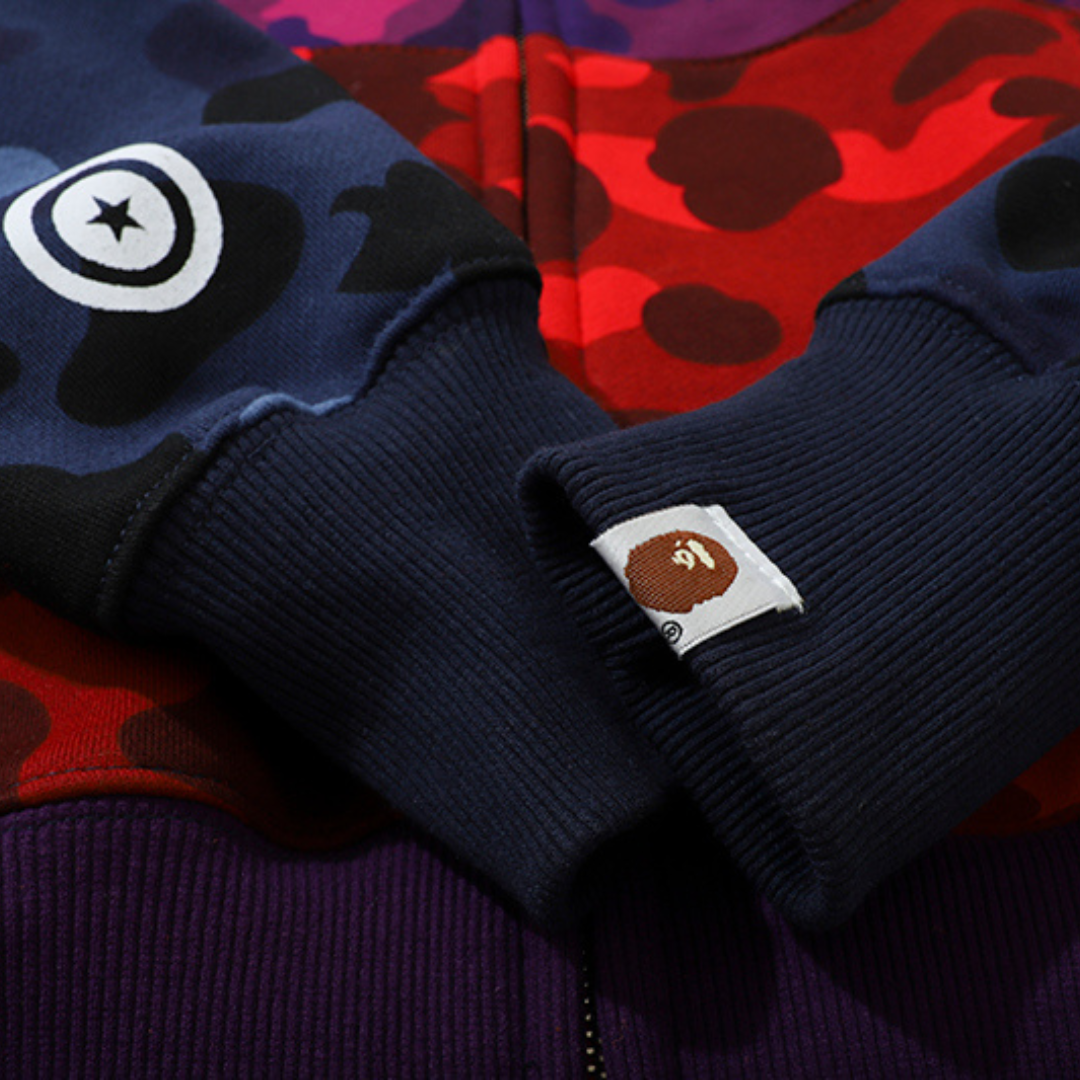 Bape Zip Hoodie Camo Rojo Shark