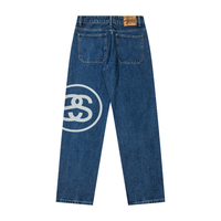Stussy Jeans Azul Logo Blanco