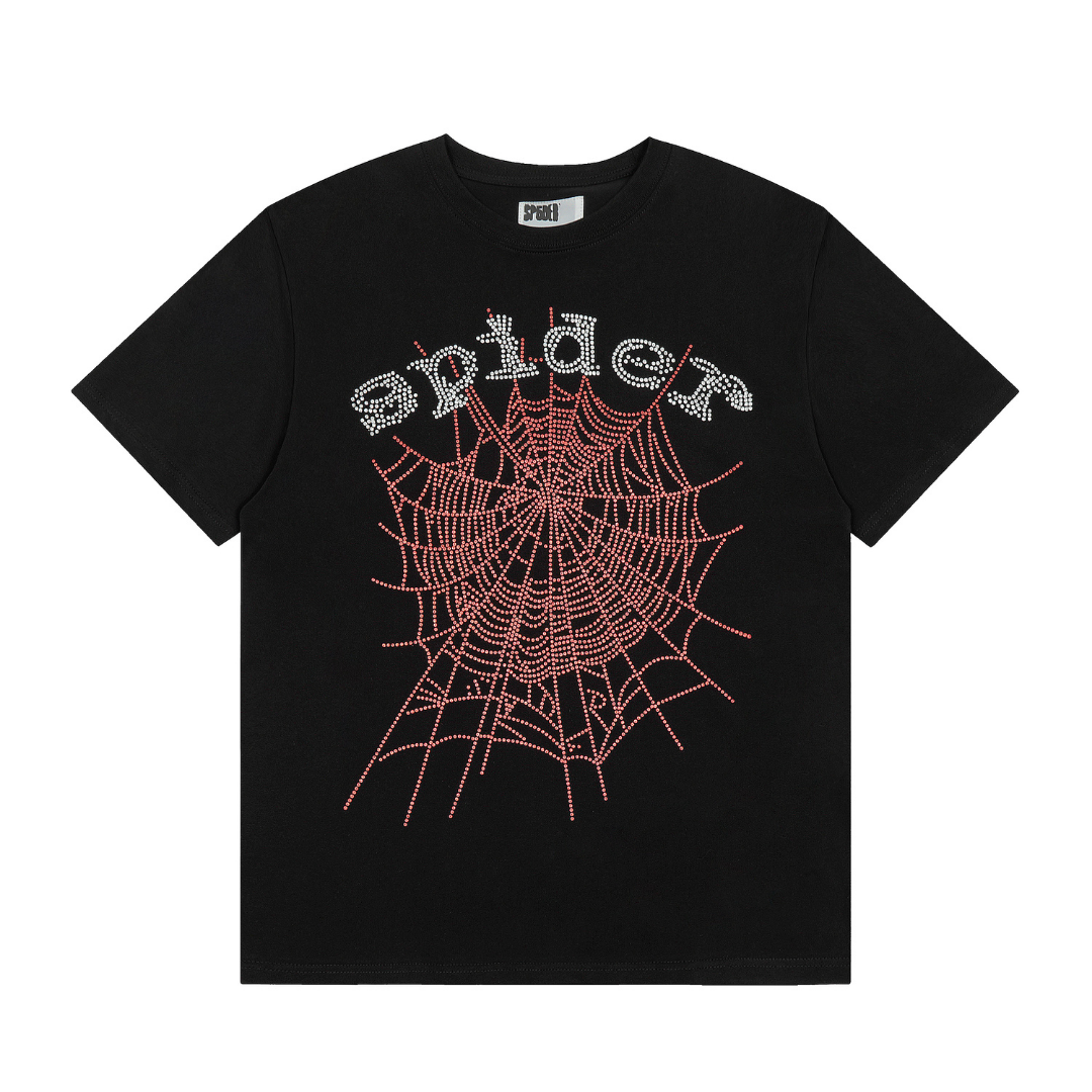Camiseta Sp5der Negro Rosado Araña