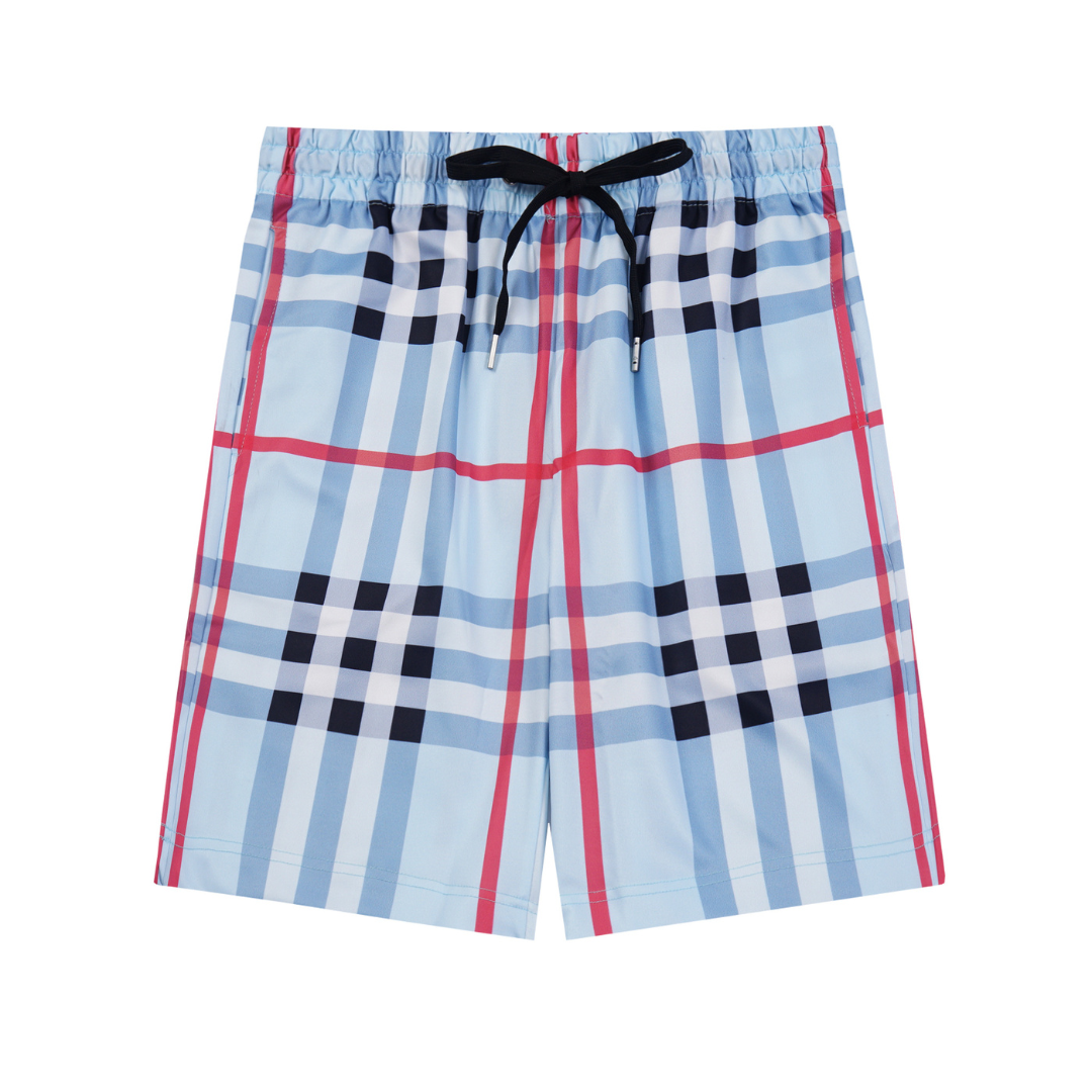 BB Monogram Shorts Cuadros Azul Claro