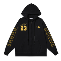 Off-White Off-W Monogram Zip Hoodie Gris Sobre Negro