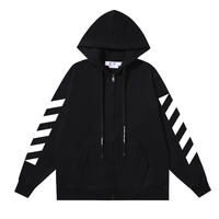 Off-White Off-W Monogram Zip Hoodie Negro Aristas Blancas