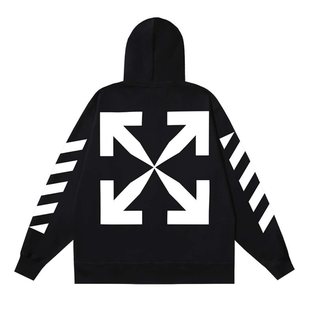 Off-White Off-W Monogram Zip Hoodie Negro Aristas Blancas