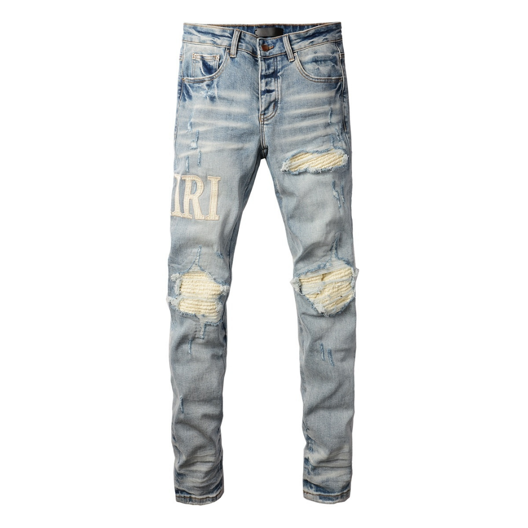 Amr White Patch Jeans Blanco 2