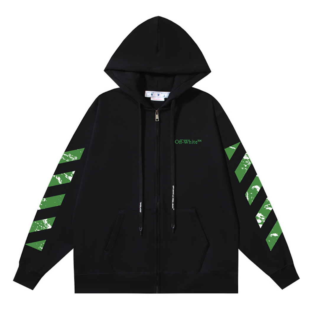 Off-White Off-W Monogram Zip Hoodie - Negro Camo Verde