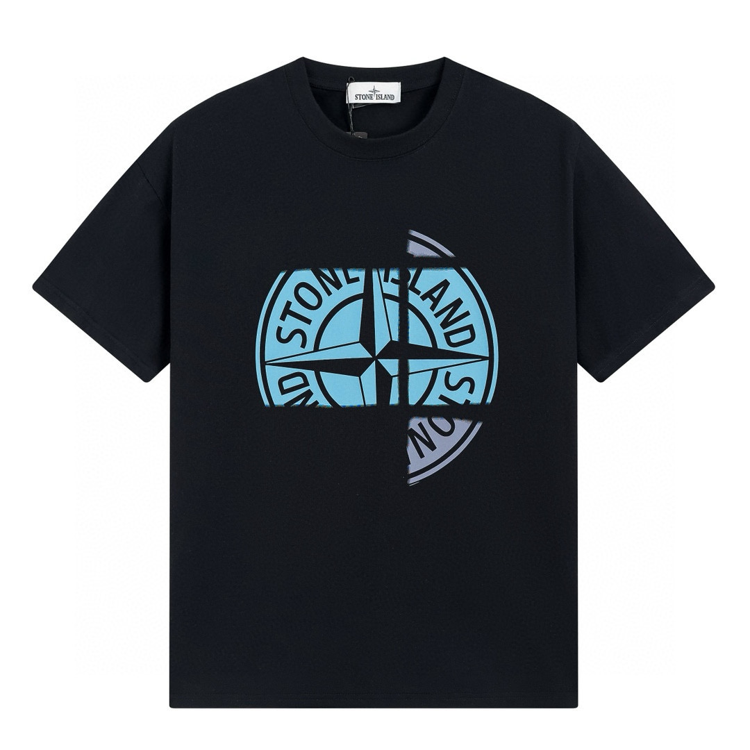 Camiseta Stone Island Negro Azul Piedras