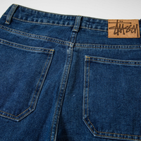 Stussy Jeans Azul Logo Blanco