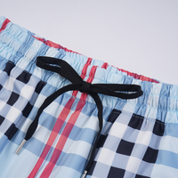 BB Monogram Shorts Cuadros Azul Claro