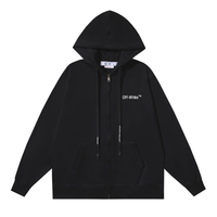 Off-White Off-W Monogram Zip Hoodie Negro Diagonal Blanco