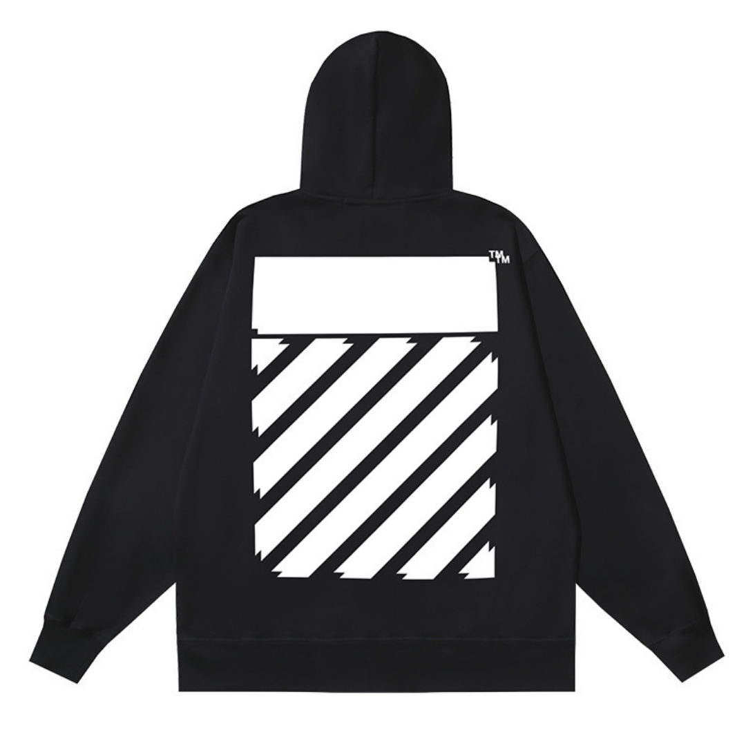 Off-White Off-W Monogram Zip Hoodie Negro Diagonal Blanco