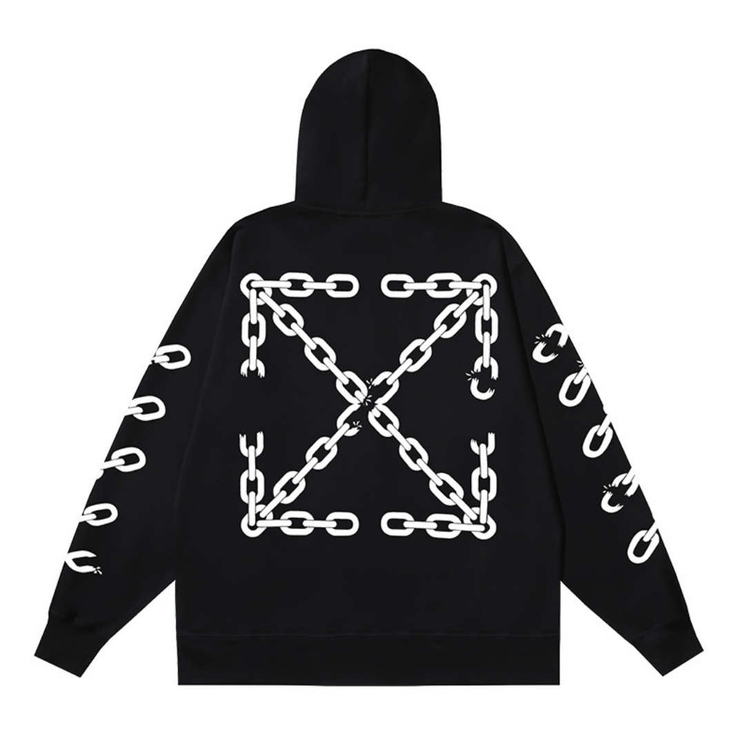Off-White Off-W Monogram Zip Hoodie Azul Blanco Cadena