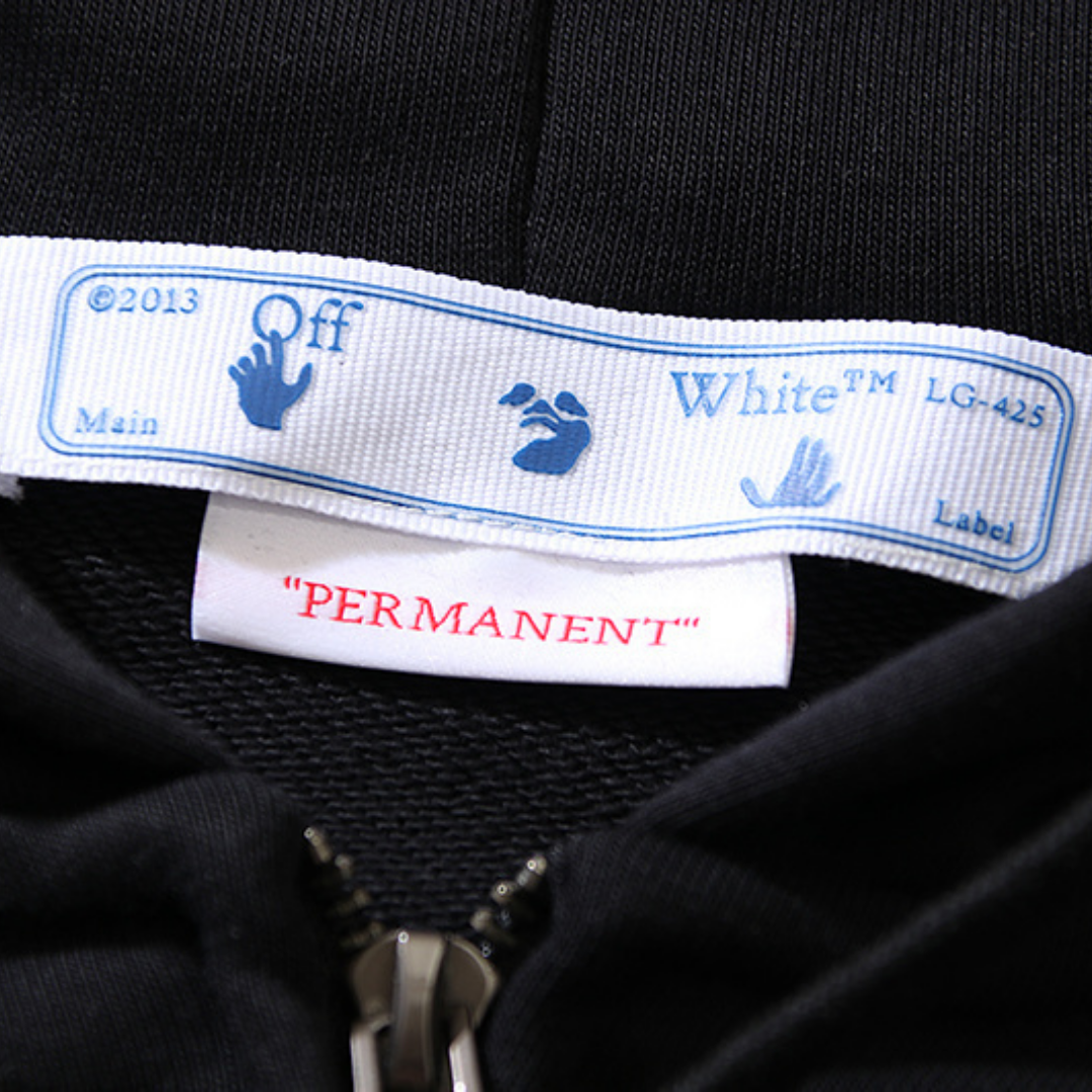 Off-White Off-W Monogram Zip Hoodie Azul Blanco Cadena