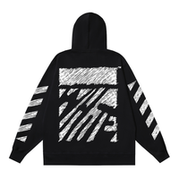 Off-White Off-W Monogram Zip Hoodie Negro Bandas Blancas