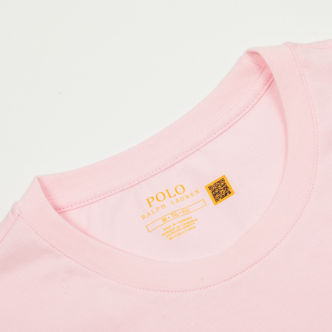 Camiseta Polo Ralph Lauren Rosa Rosado Logo Negro