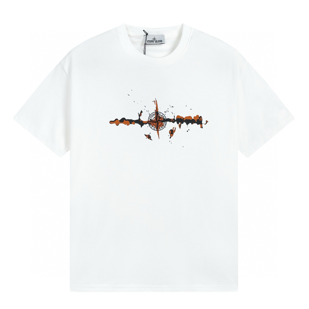 Camiseta Stone Island Blanco Lavado Claro Roturas