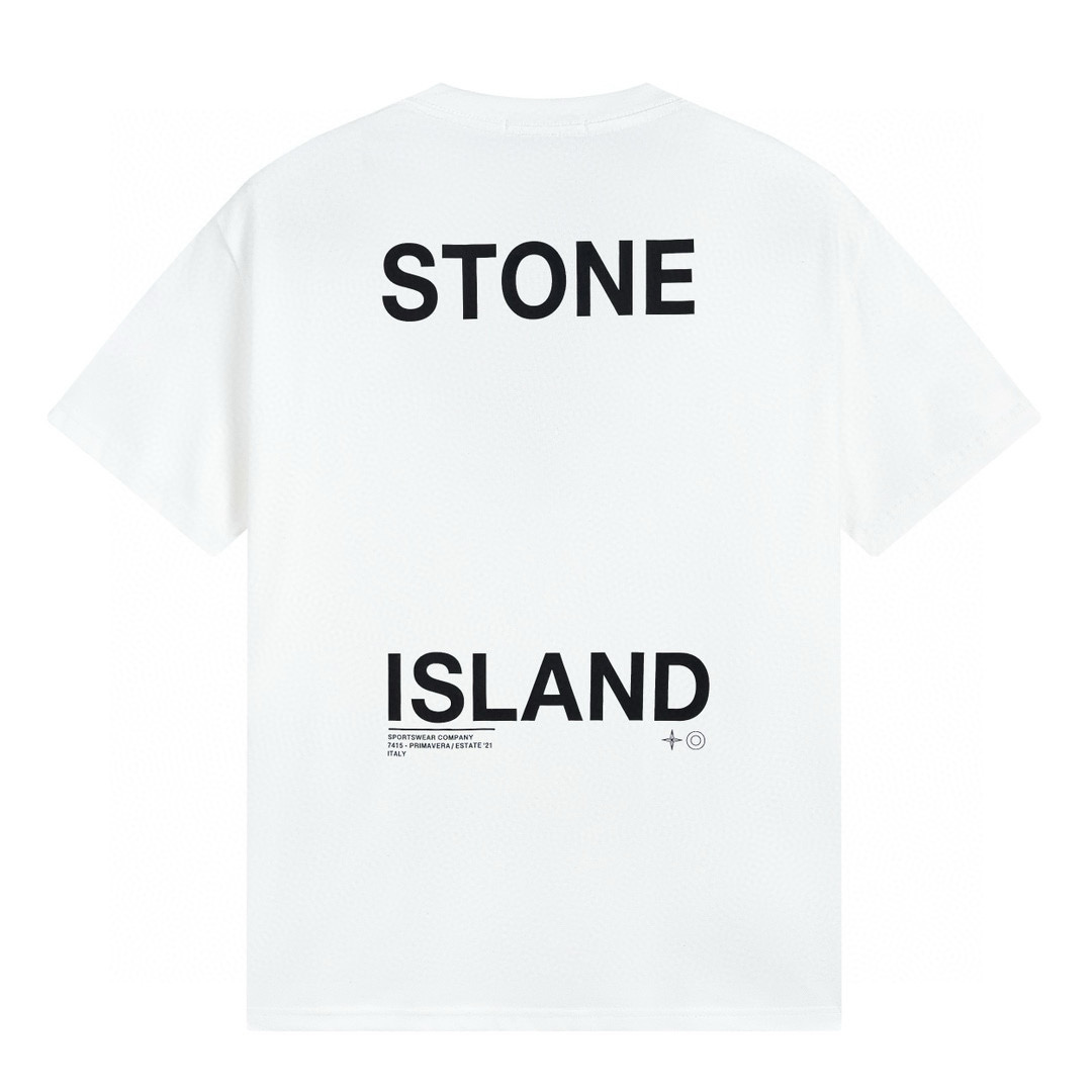 Camiseta Stone Island Blanco Lavado Claro Roturas