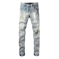 Purple Gradient Blue Jeans Lavado Claro Roturas