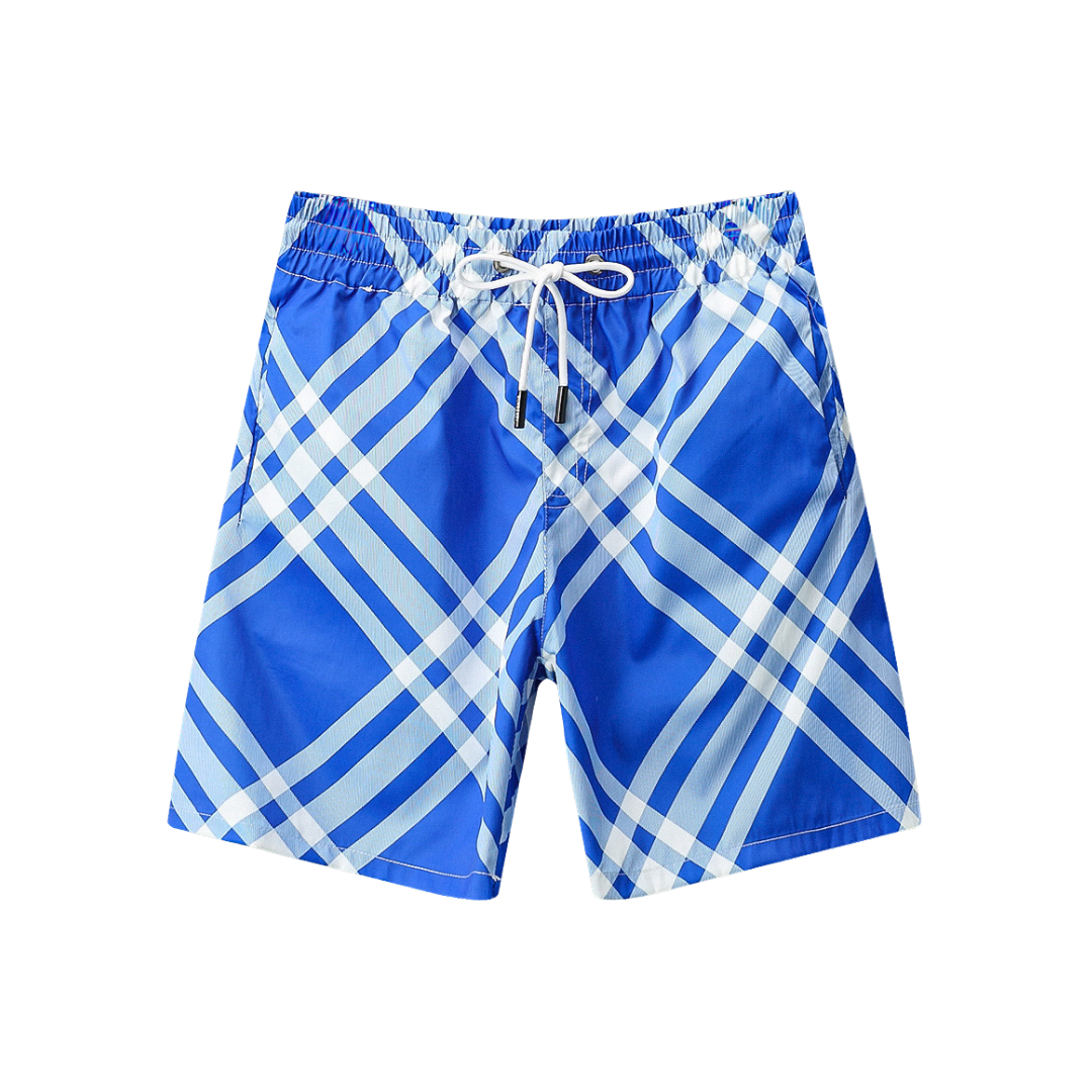 BB Monogram Shorts Azul Plaid