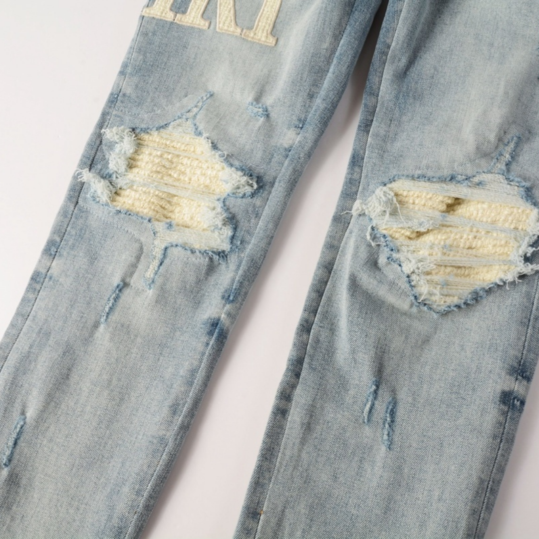 Amr White Patch Jeans Blanco 2