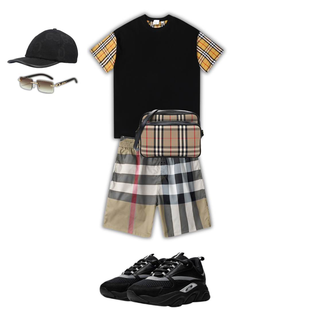 Outfit BB + Bag + Cap + Sunglasses + Sneakers Camo Beige