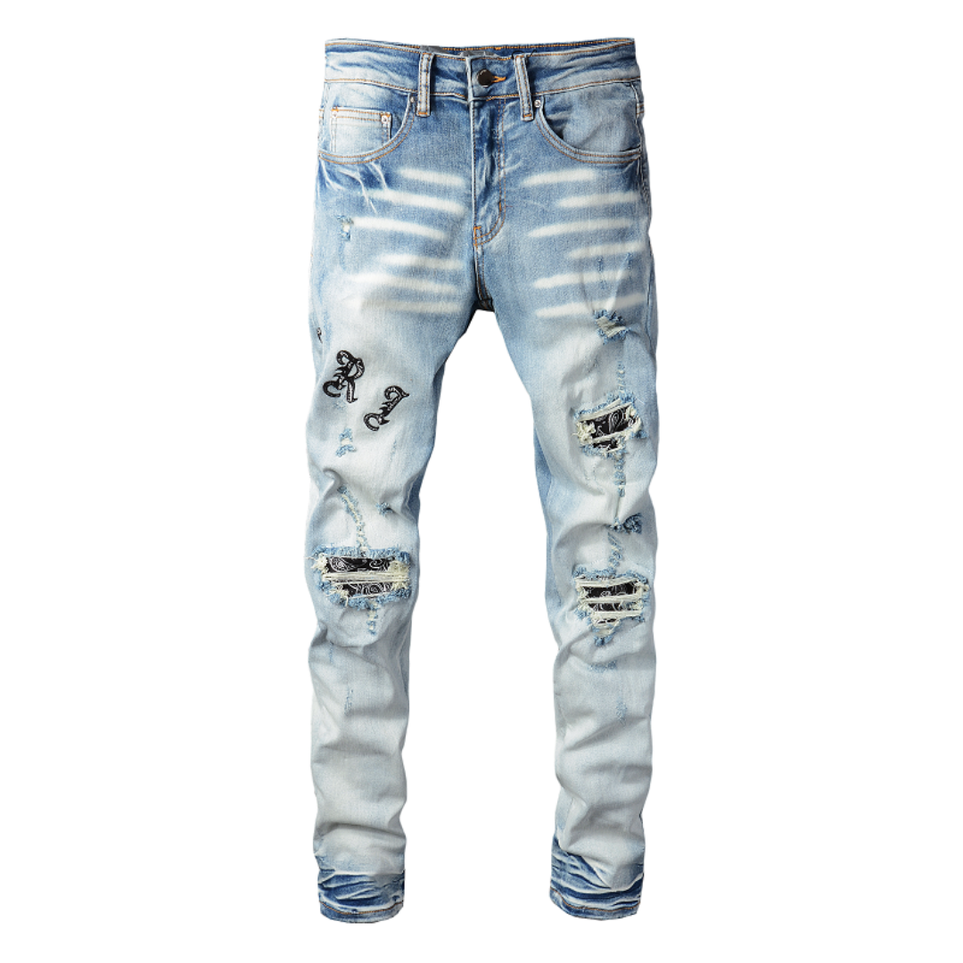 Amr Blue Distressed Jeans Azul