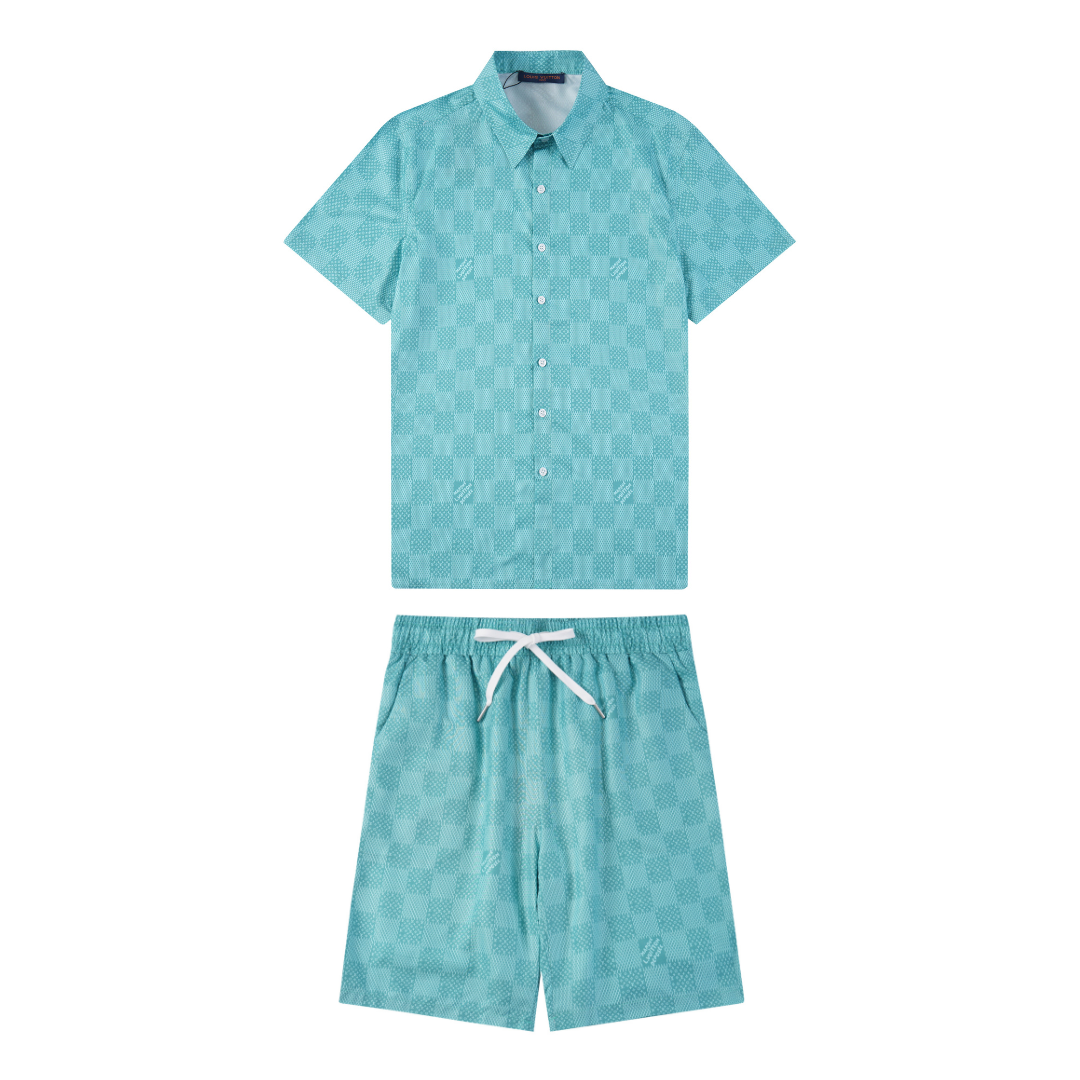 Monogram Short Set Camo Azul