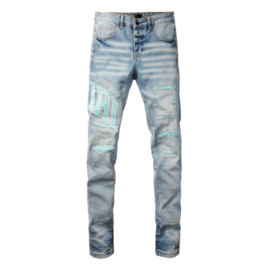Amr Light Blue Patch Jeans Azul 2