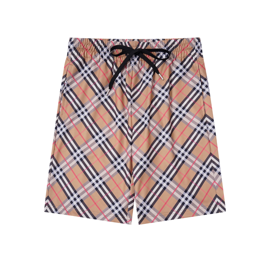 BB Monogram Shorts Plaid Beige