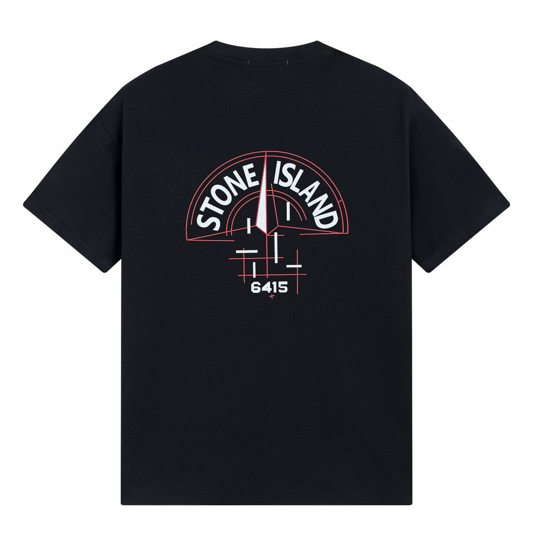Camiseta Stone Island Negro Blanco Piedra Rojo