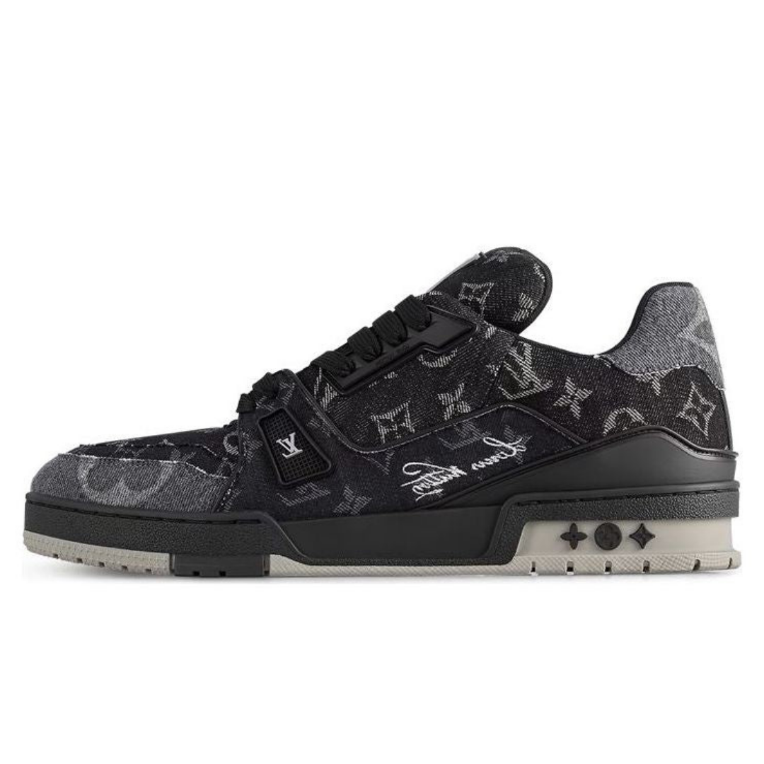 Monogram Black Grey Denim Trainer