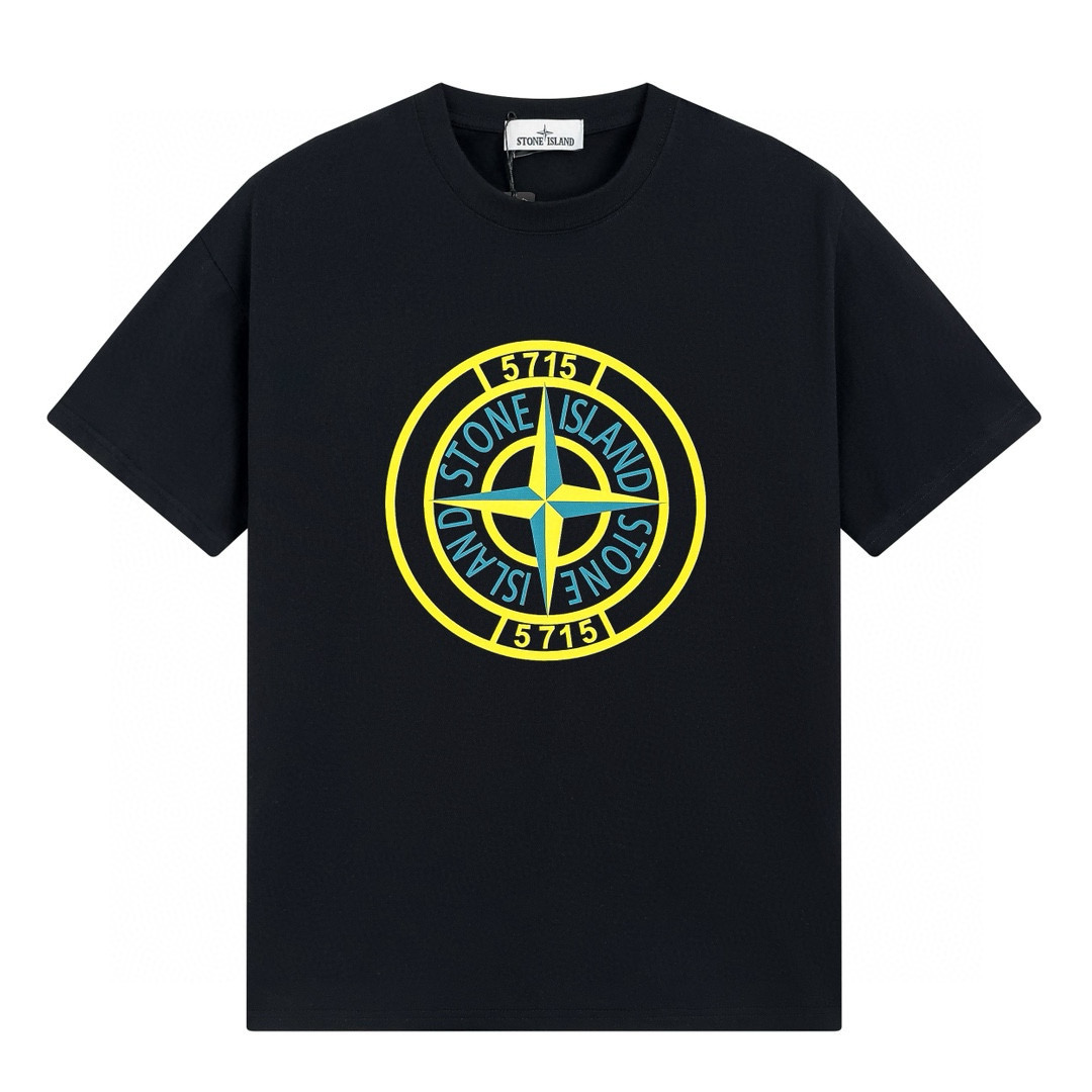 Camiseta Stone Island Blanco Liso Blanco Punto Naranja