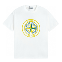 Camiseta Stone Island Blanco Liso Blanco Punto Naranja