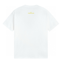 Camiseta Stone Island Blanco Liso Blanco Punto Naranja