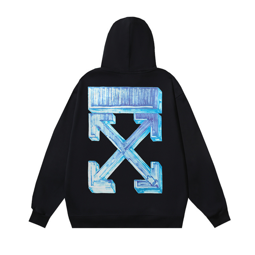Off-White Off-W Monogram Hoodie Negro Distorsion