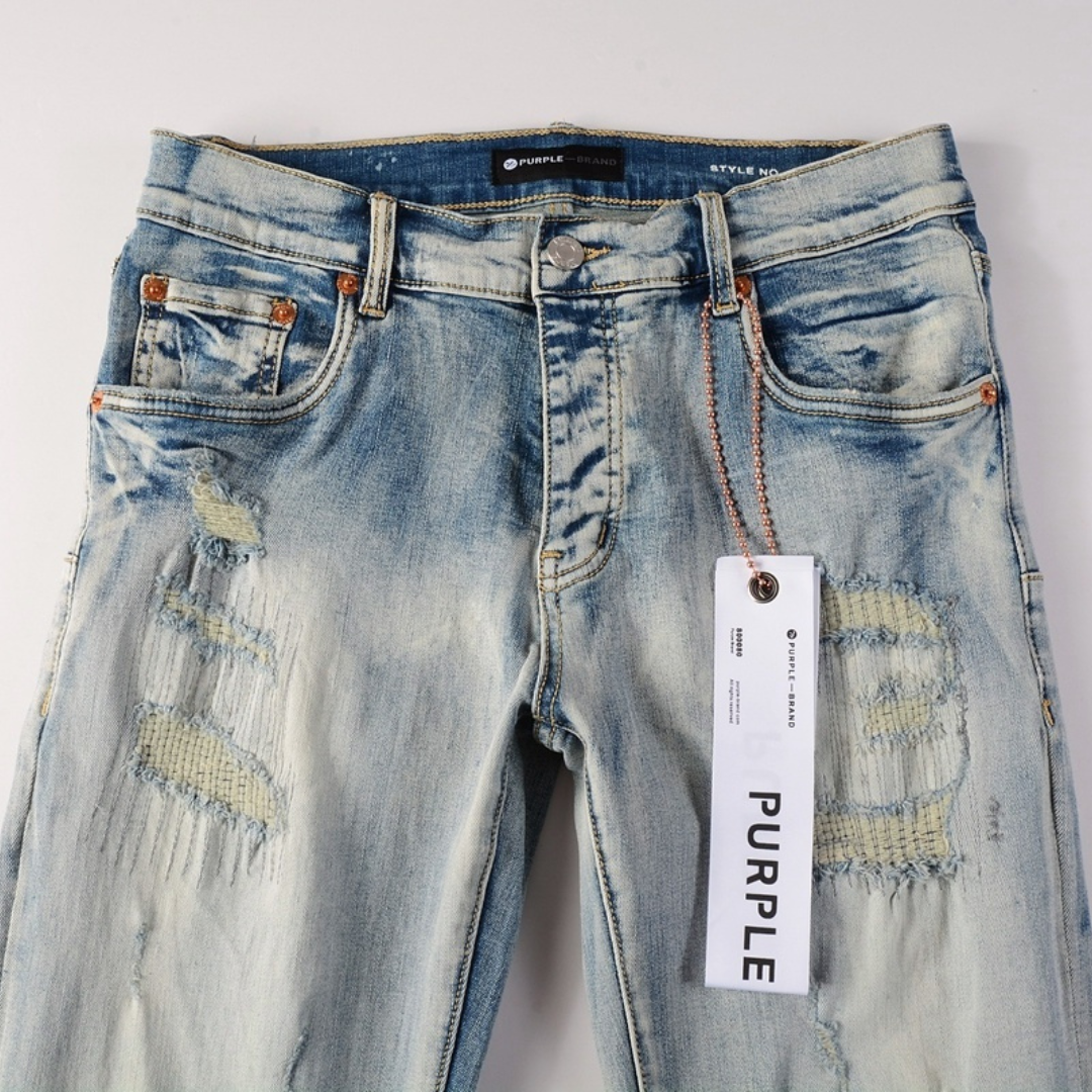 Purple Gradient Blue Jeans Lavado Claro Roturas