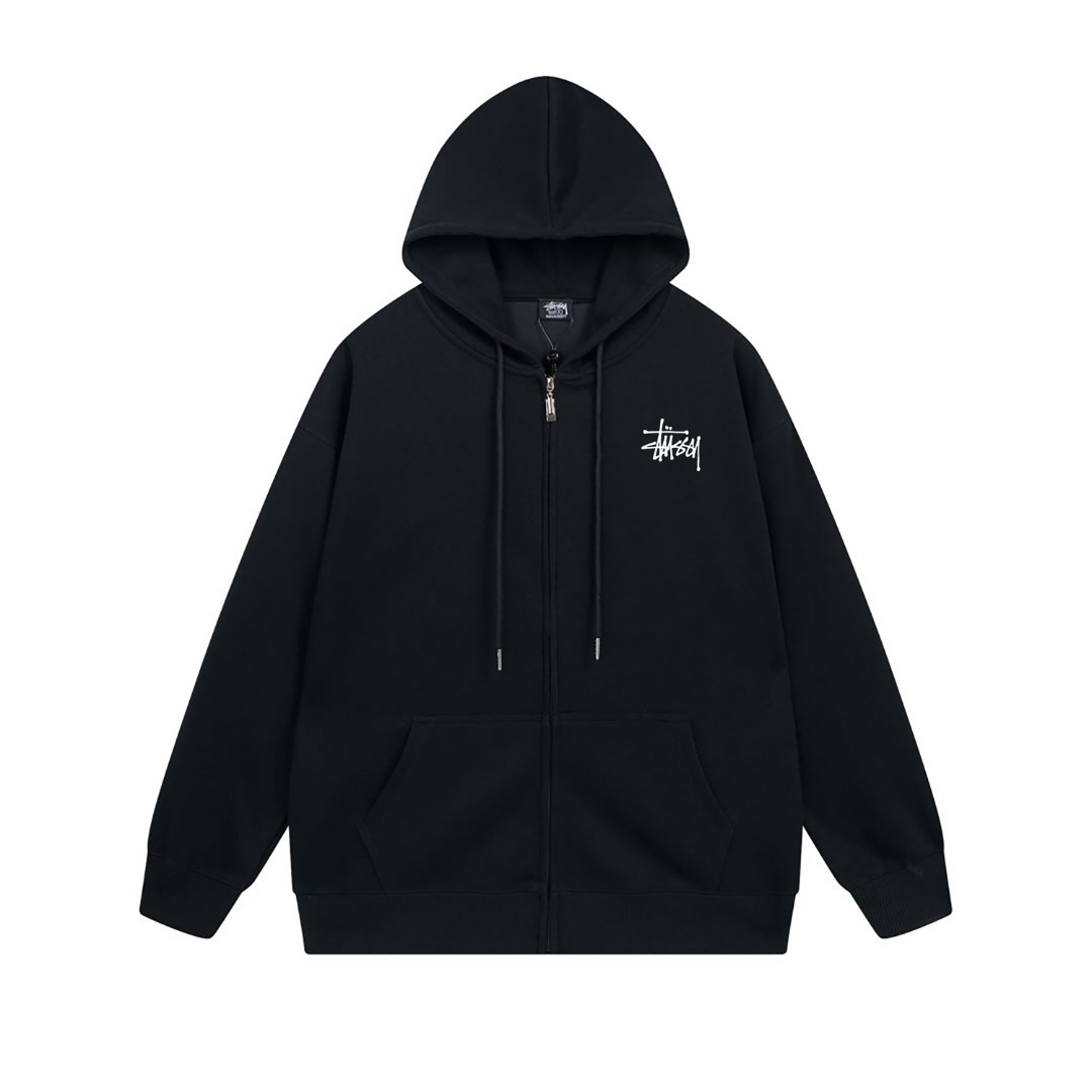 Buzo Stussy Negro Negro Blanco