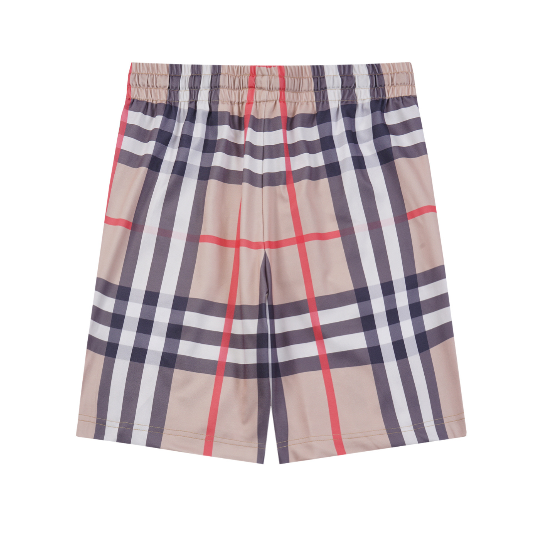 BB Monogram Shorts Plaid Blanco Negro Rojo
