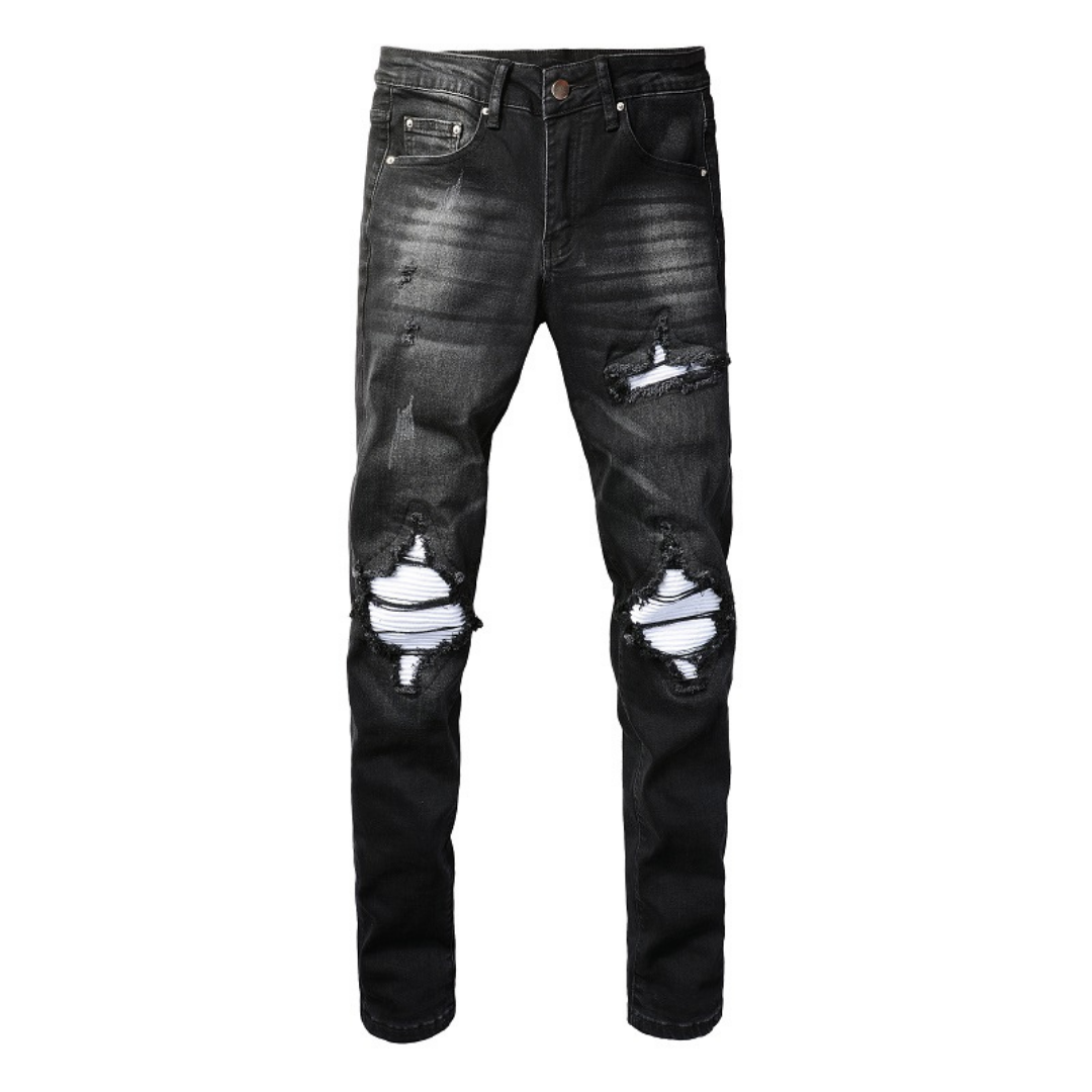 Amr White Patch Jeans Blanco