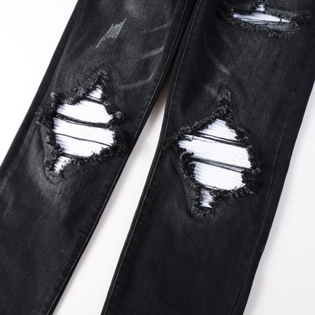 Amr White Patch Jeans Blanco