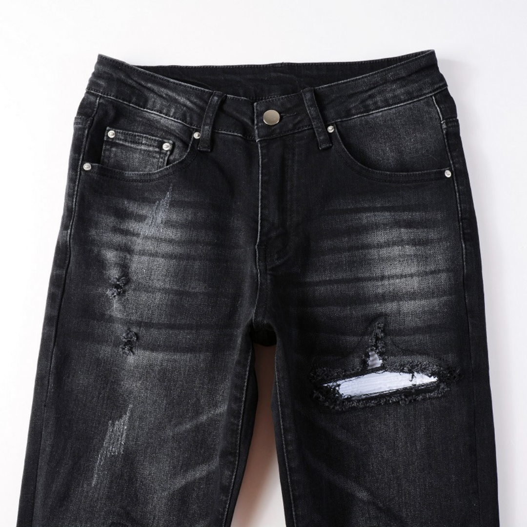 Amr White Patch Jeans Blanco