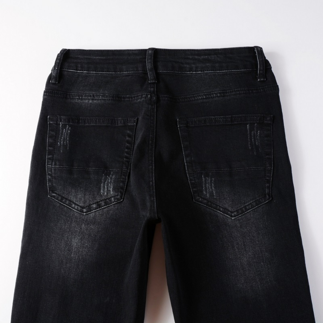 Amr White Patch Jeans Blanco